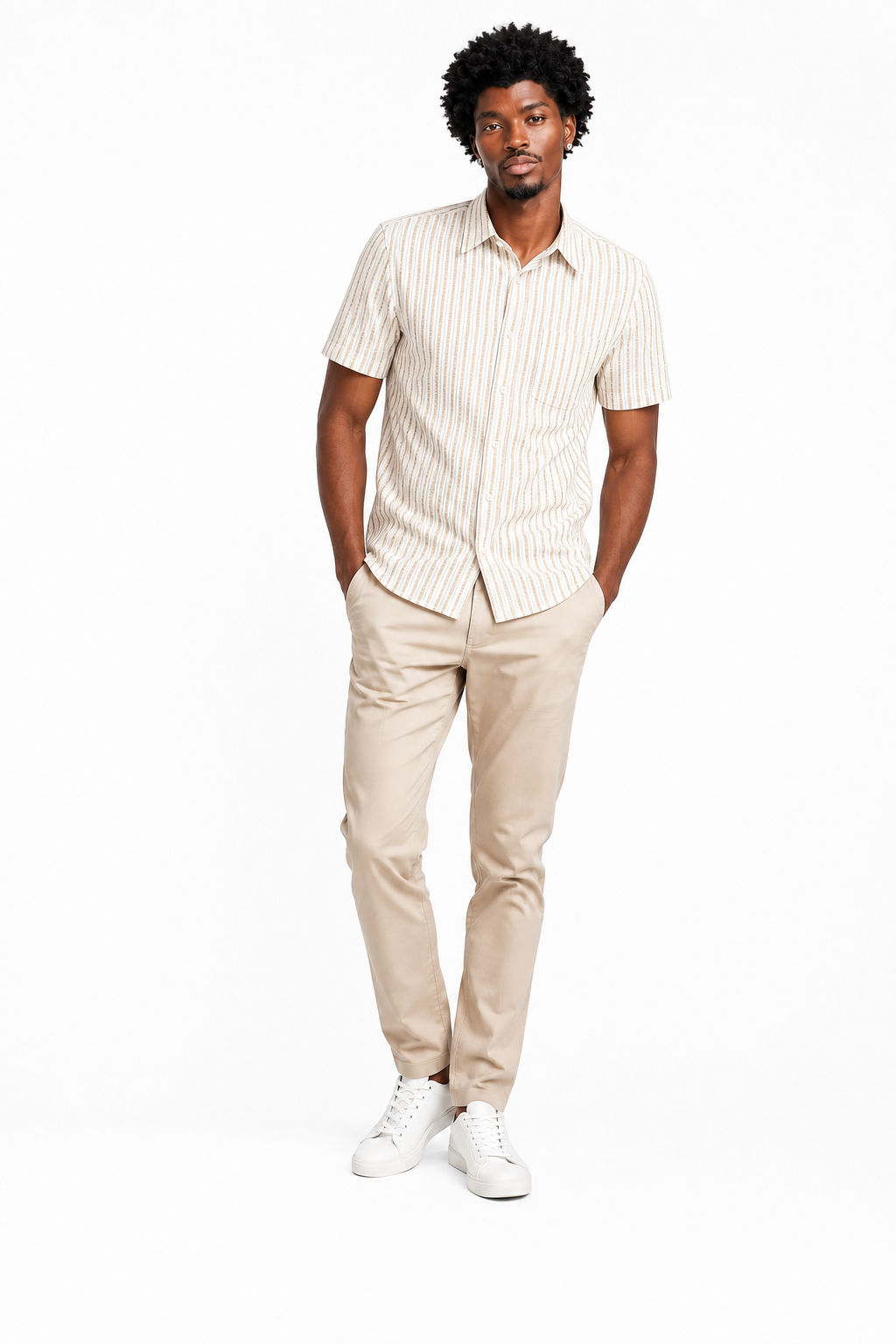 Chemise Rayee Beige