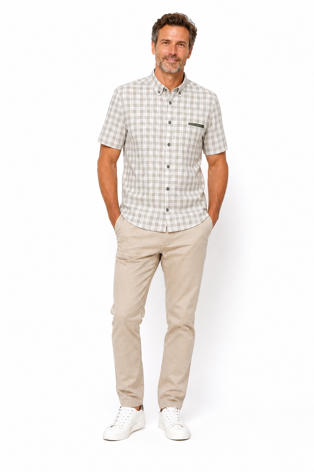 Chemise Carreaux Kaki