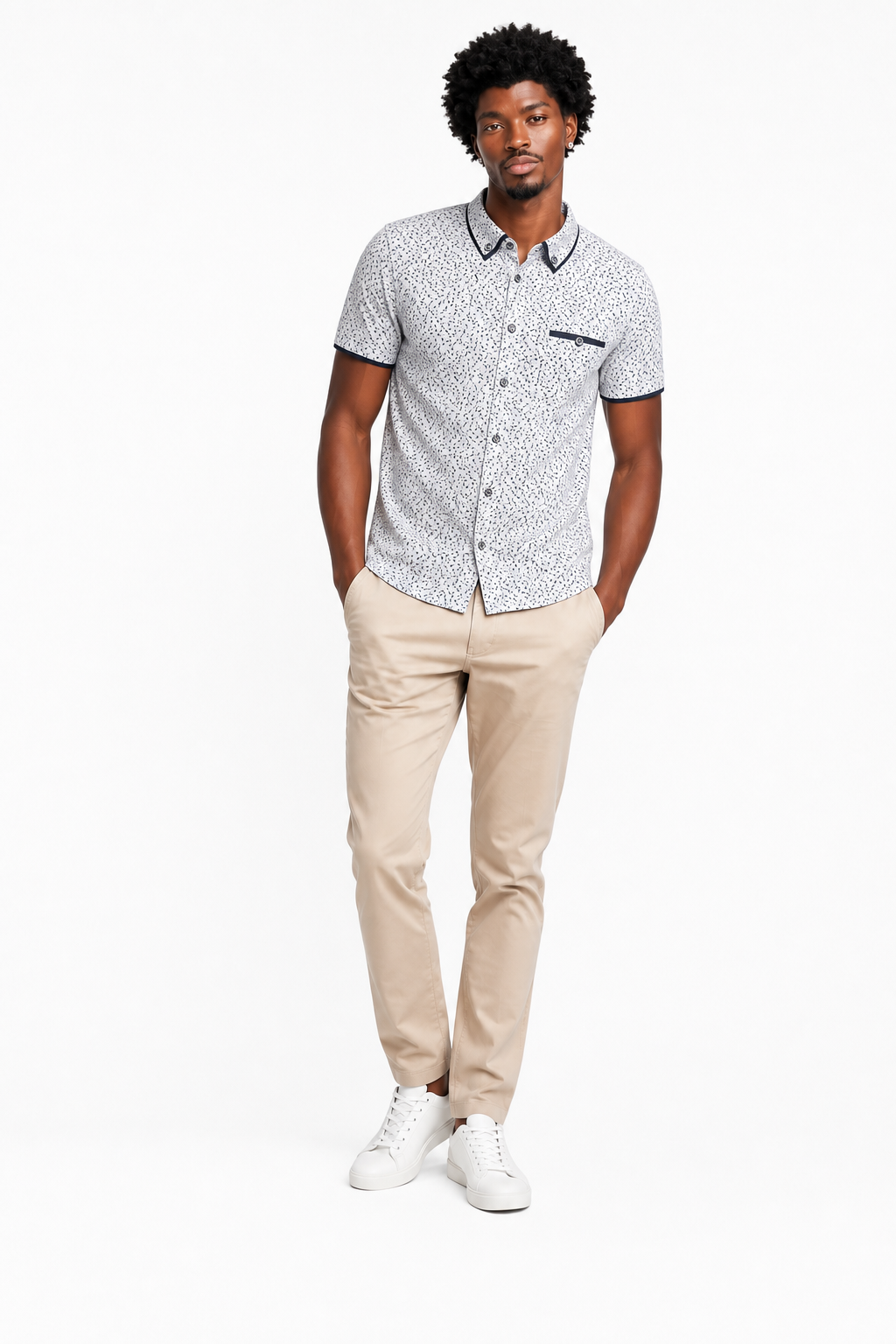 Chemise Imprimee Micromotifs Marine