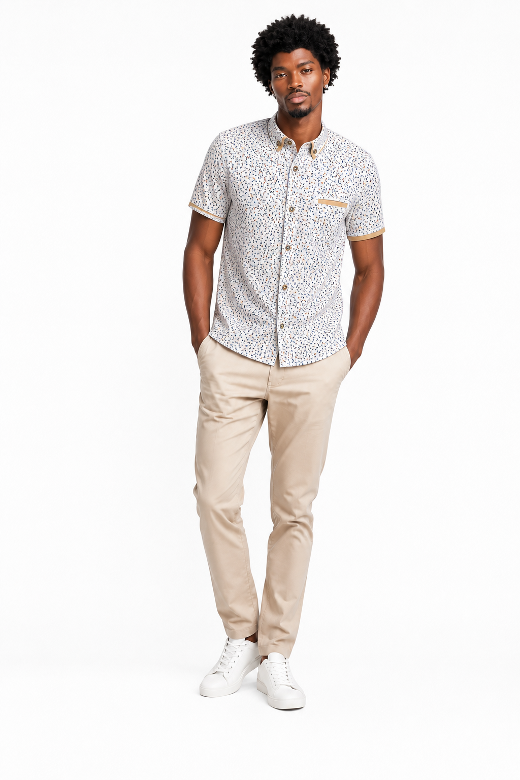 Chemise Imprimee Micromotifs Orange