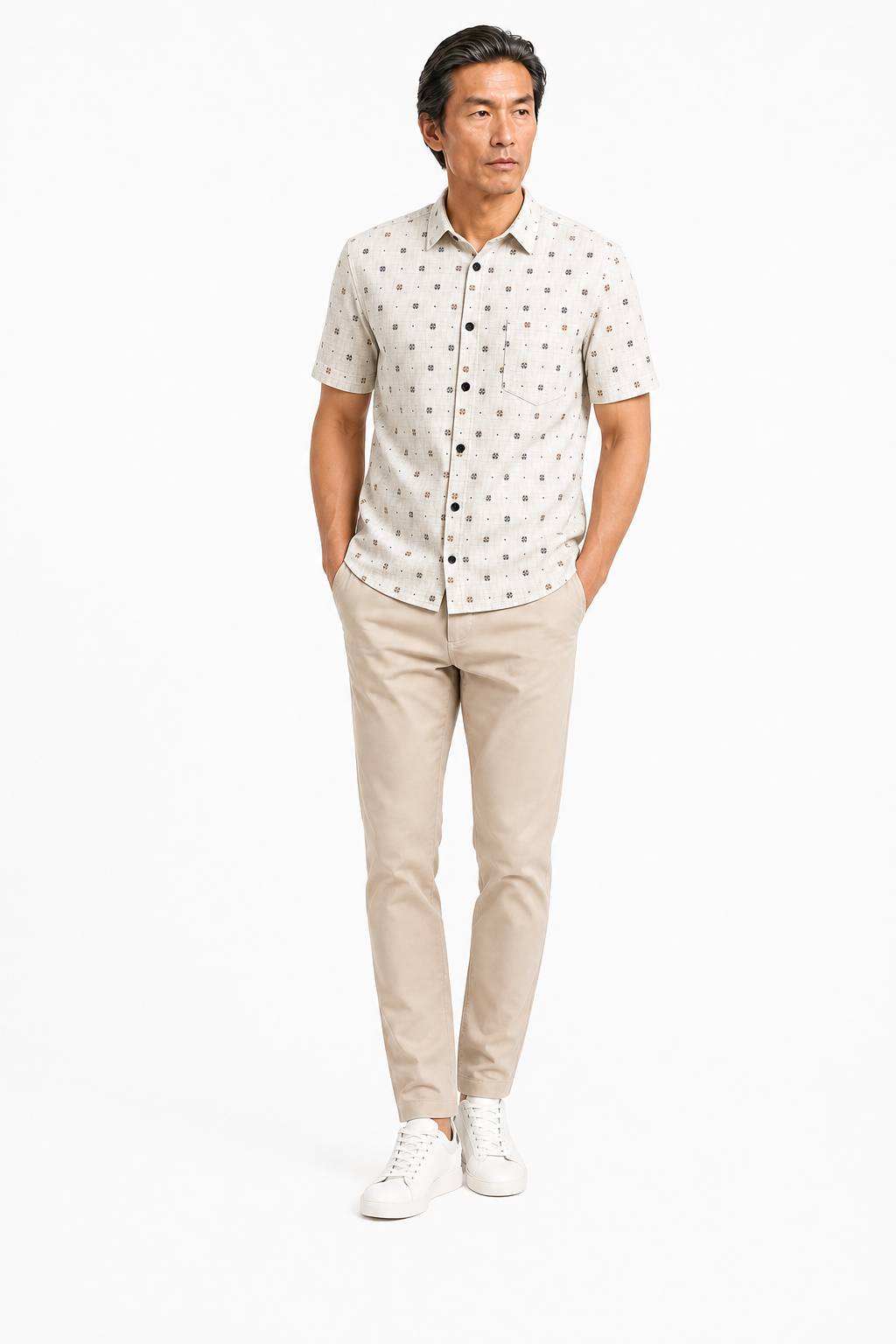 Chemise Imprimee Micromotifs Ecru