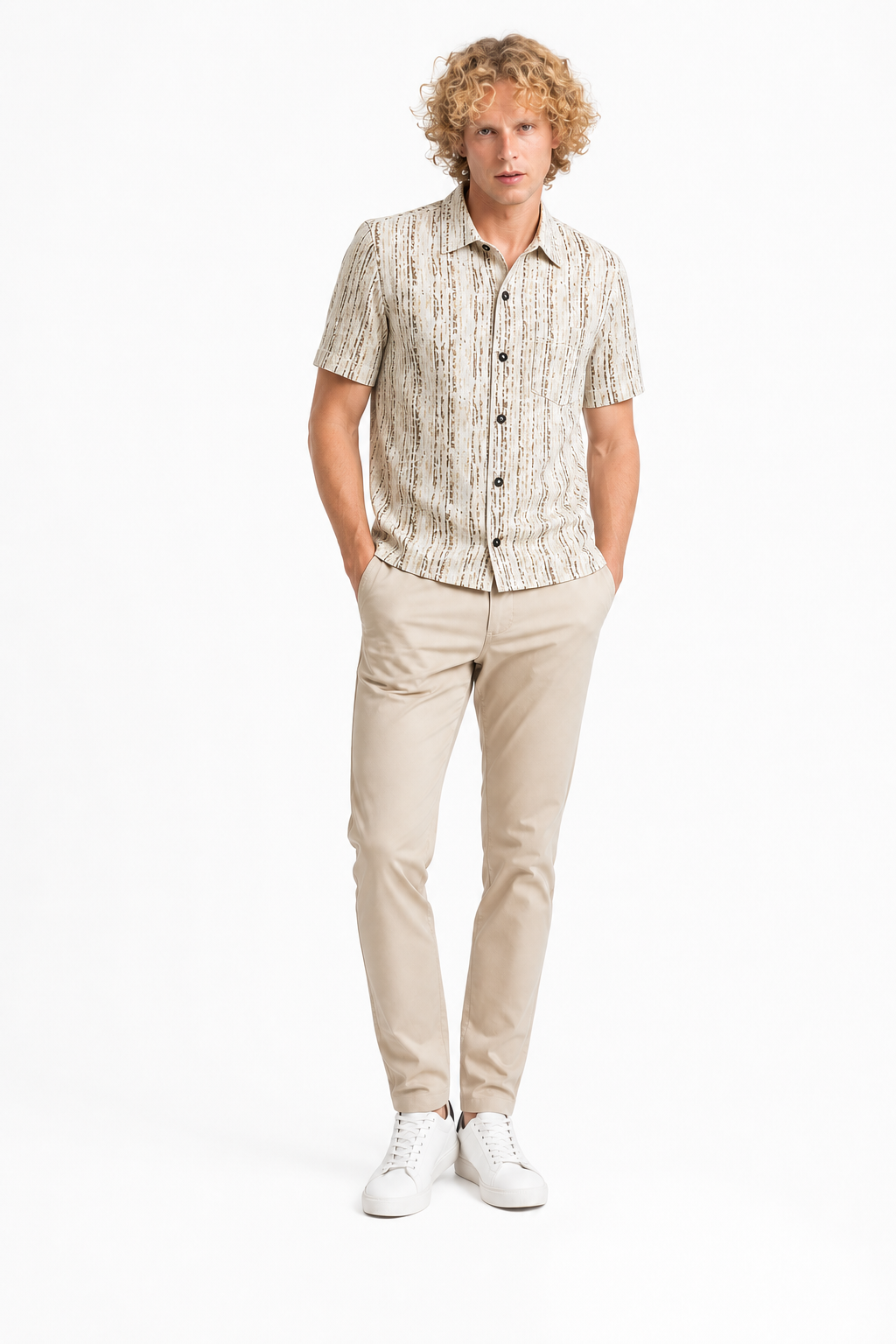 Chemise Rayee Beige