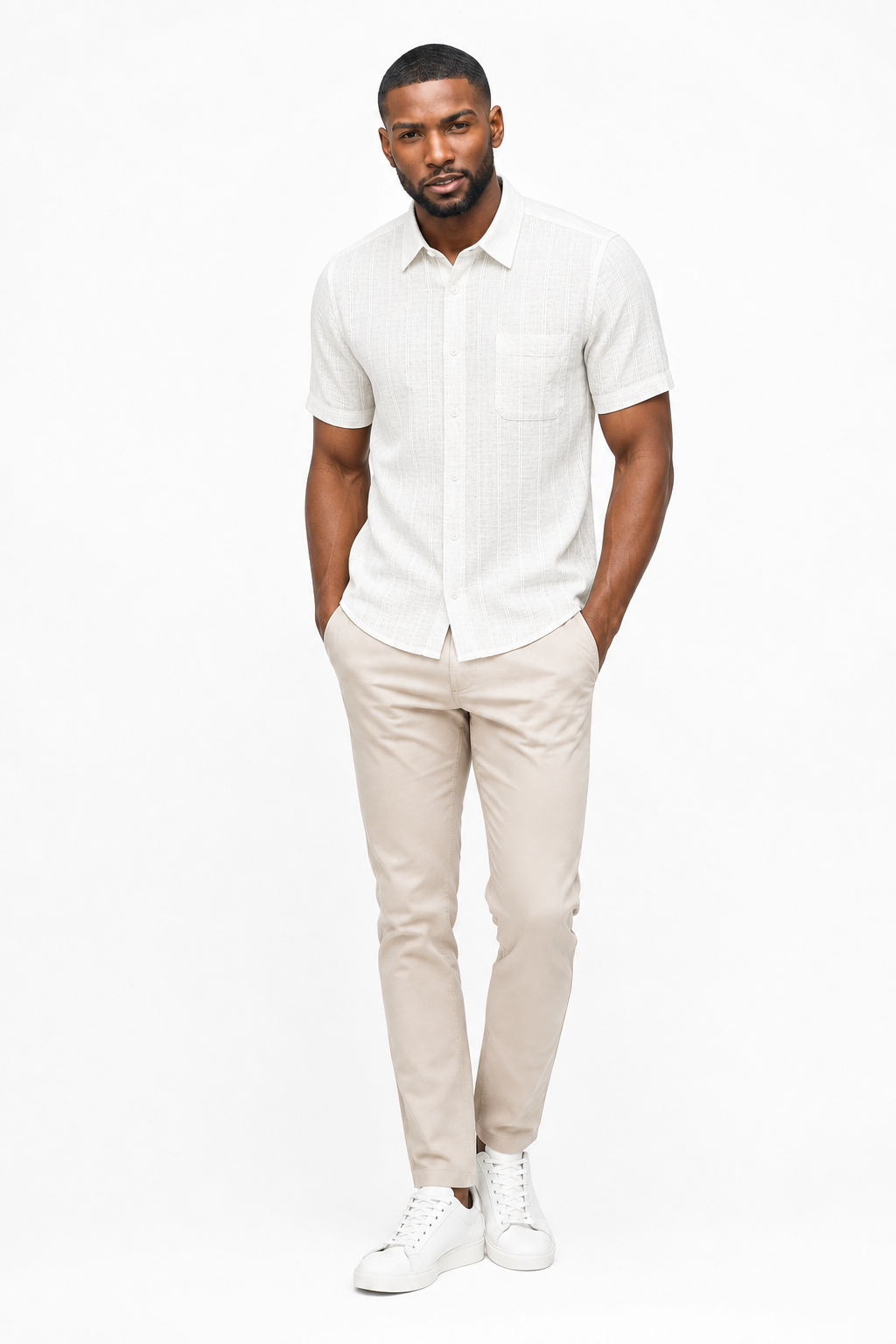 Chemise Rayee Unie Ecru