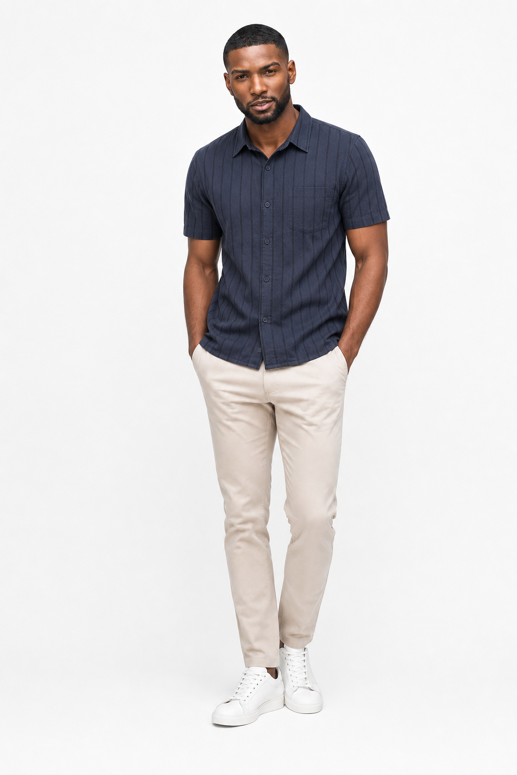 Chemise Rayee Unie Marine