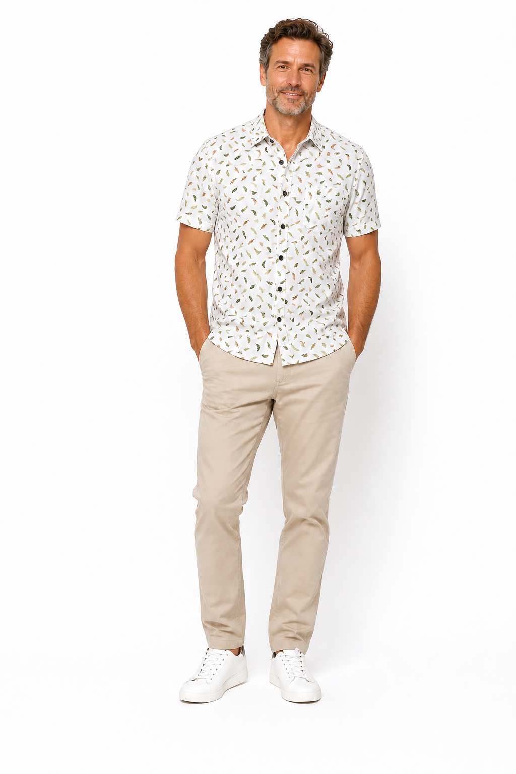 Chemise Imprimee Micromotifs Kaki