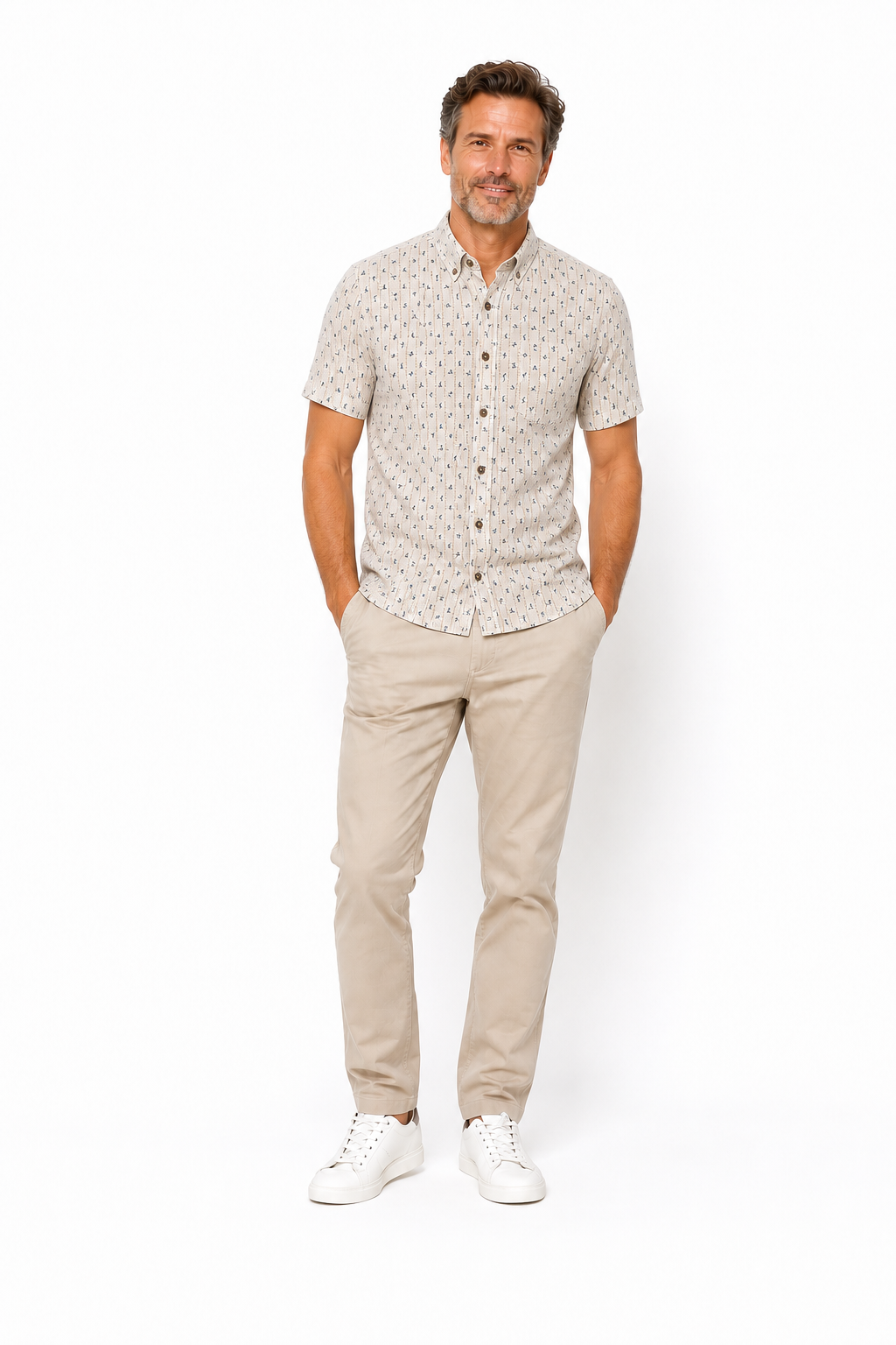 Chemise Imprimee Micromotifs Beige