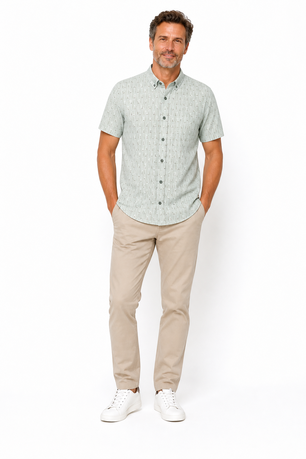 Chemise Imprimee Micromotifs Vert