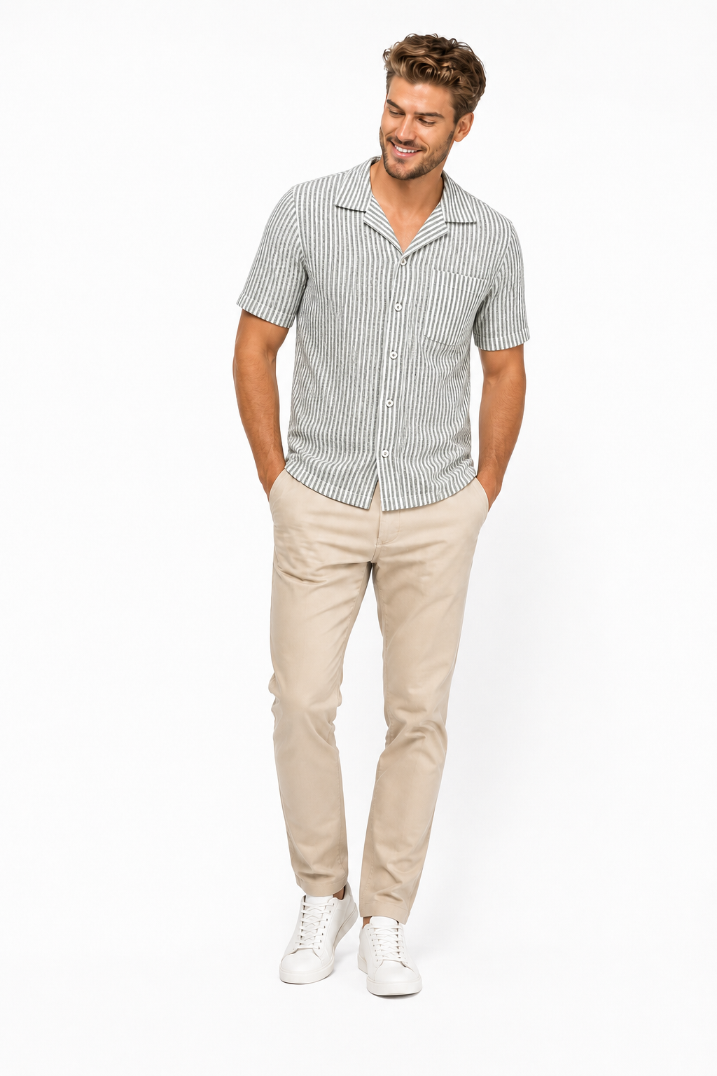 Chemise Rayee Kaki