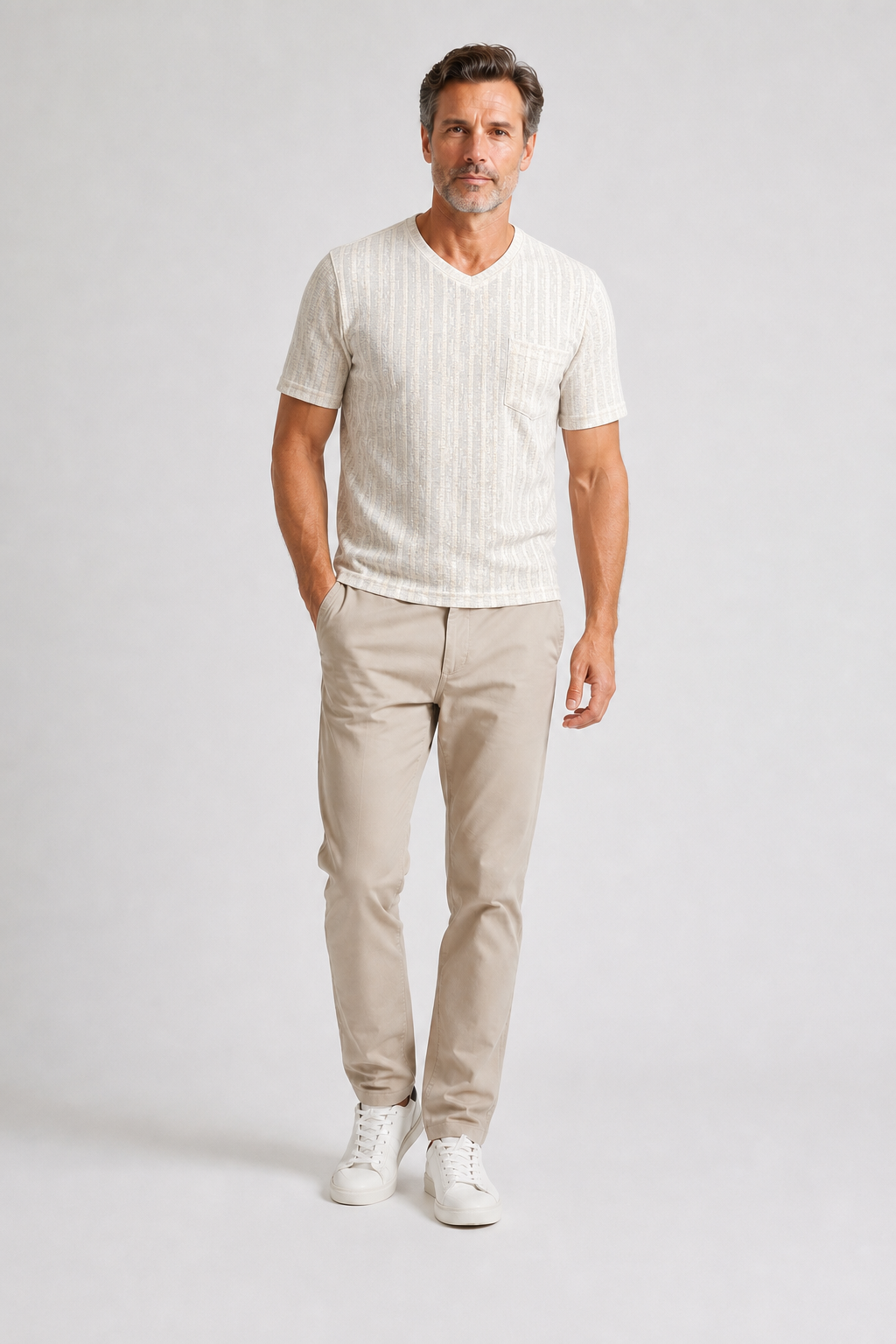 Tee Shirt Col V Beige