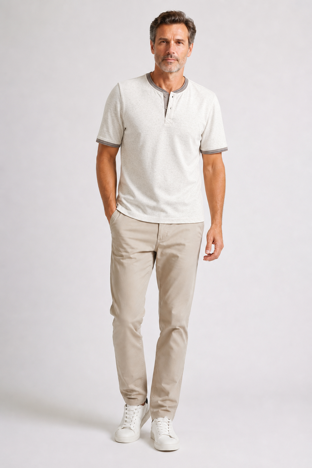 Tee Shirt Col Tunisien Beige