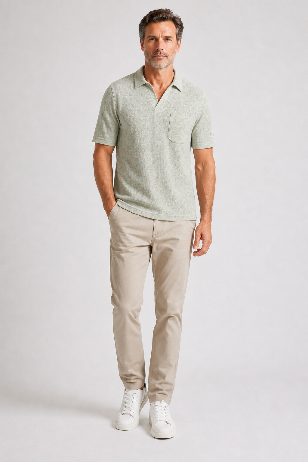 Polo Col Ouvert Anis