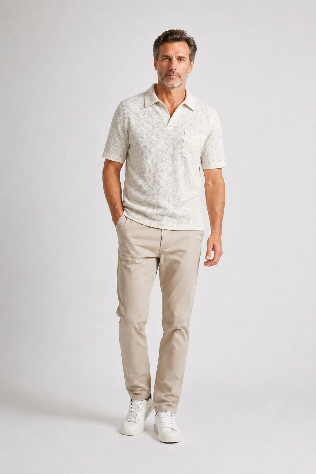 Polo Col Ouvert Beige