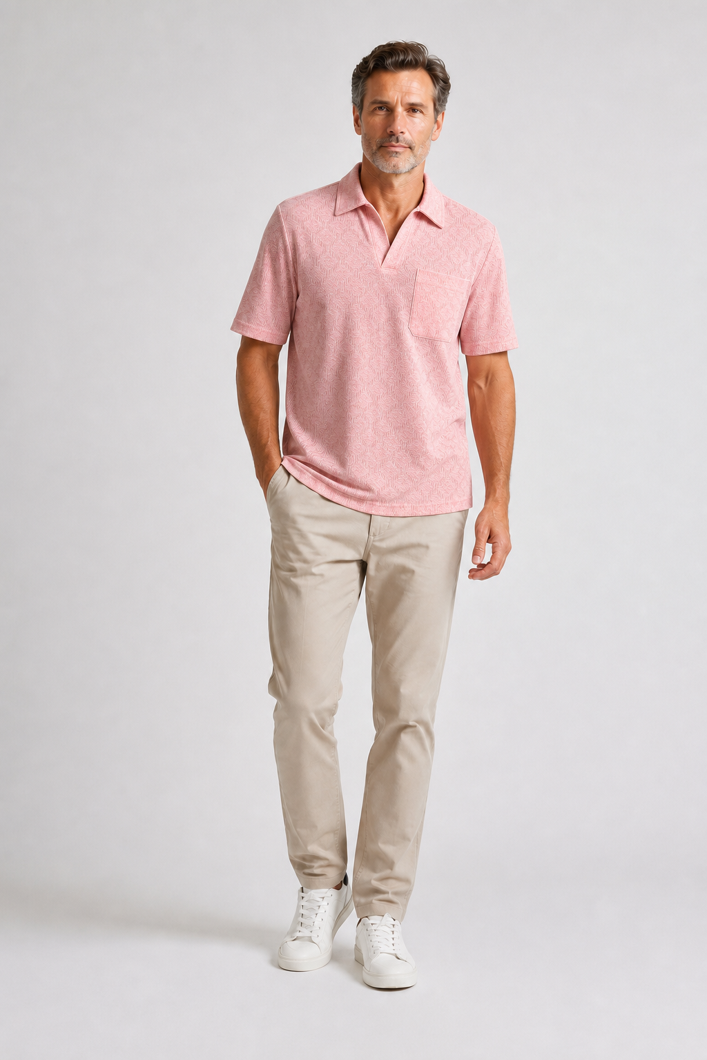 Polo Col Ouvert Rose