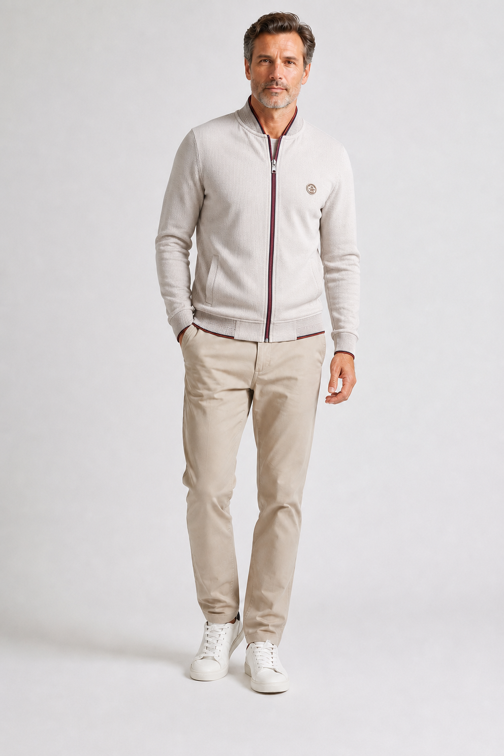 Gilet Col Aviateur Beige