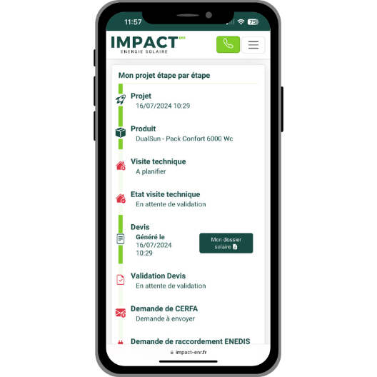 Espace client impact enr sur téléphone mobile